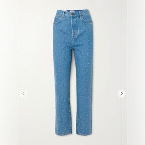 Frame Le Mec crystal-embellished high-rise slim-leg jeans